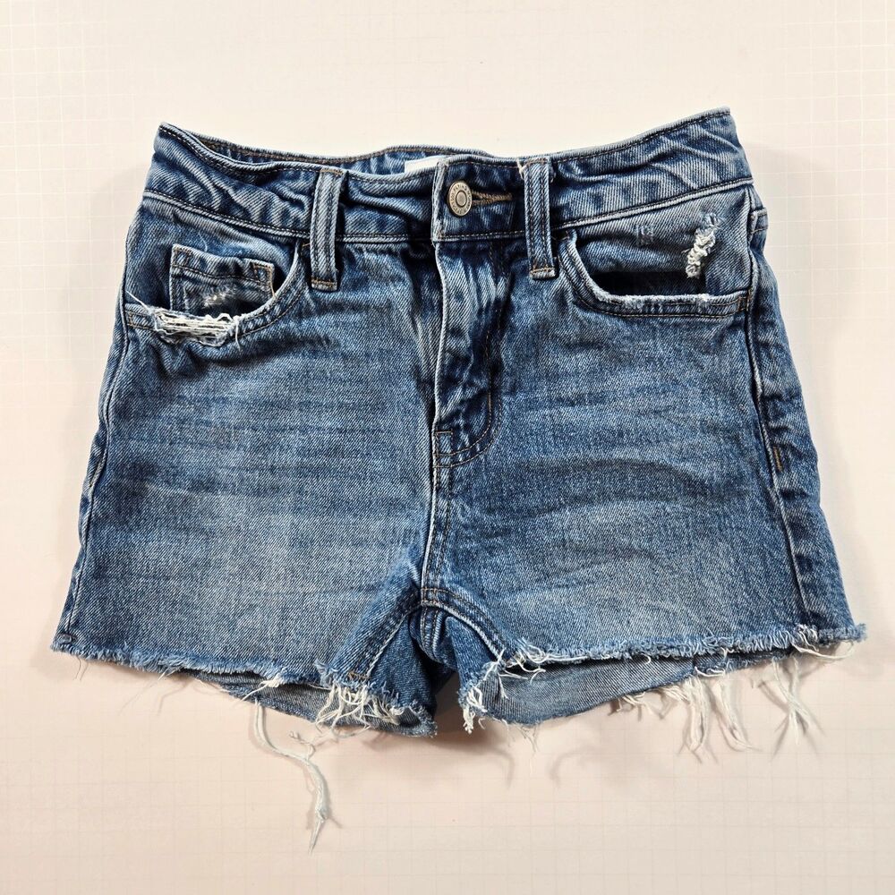 Flying Monkey Girls Distressed Denim Shorts Size 10 High Rise Cutoff Jean Shorts